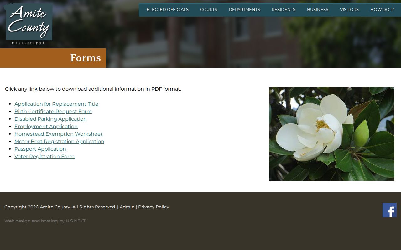 Amite County release records forms page with no sheriff form located