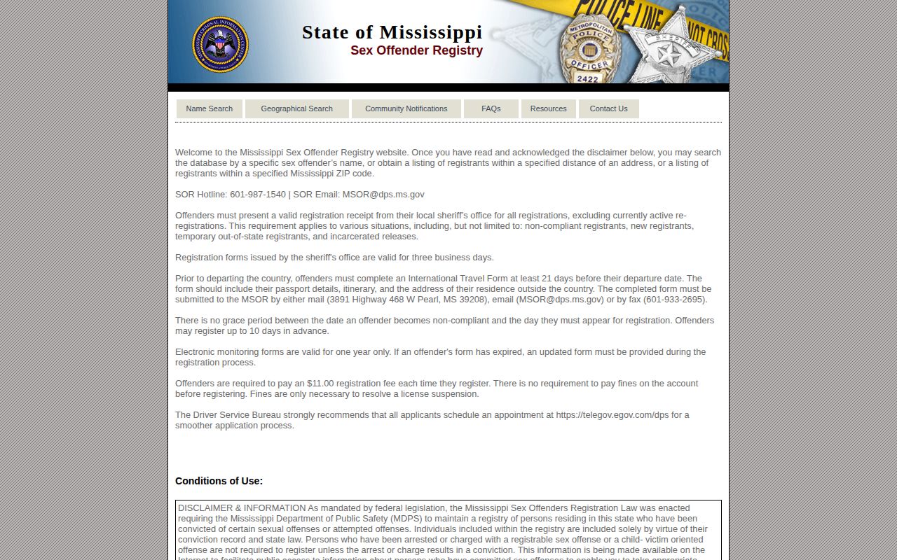 Mississippi registry Amite County released photo search disclaimer